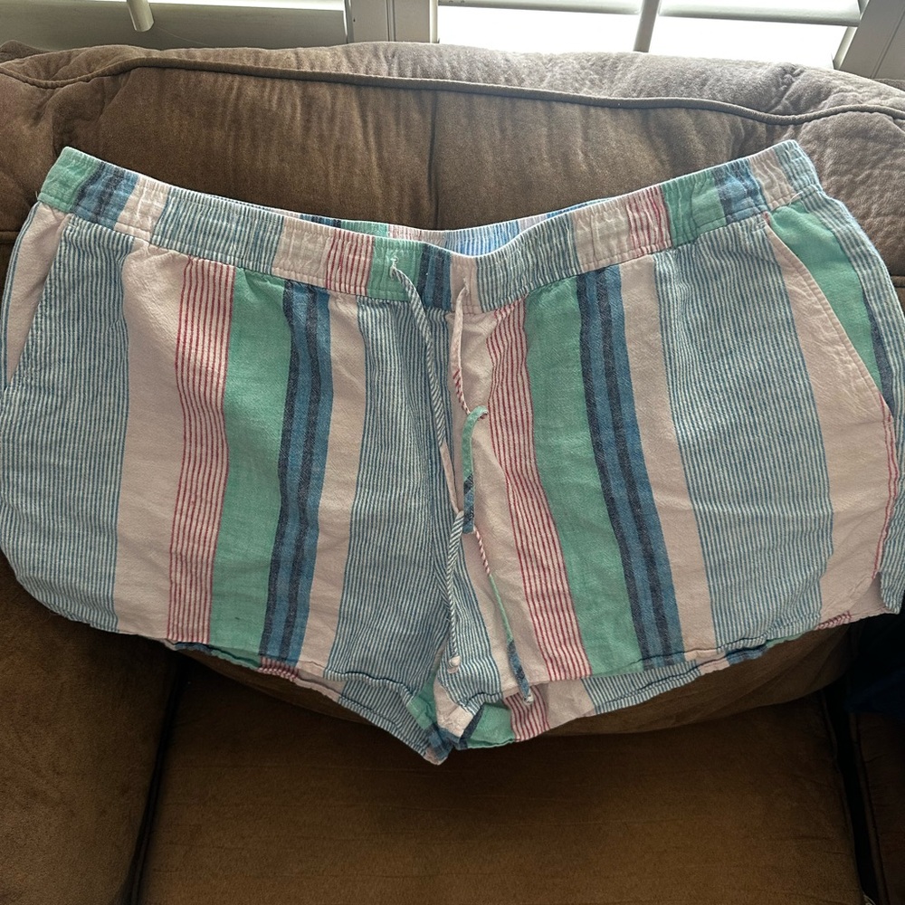 Vineyard Vines Pastel Striped High Waist Shorts - Pink, Mint, Blue, Navy, Cream
